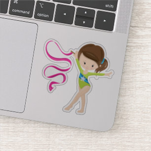 Niedlicher Brown behaarter rhythmischer Gymnast Aufkleber