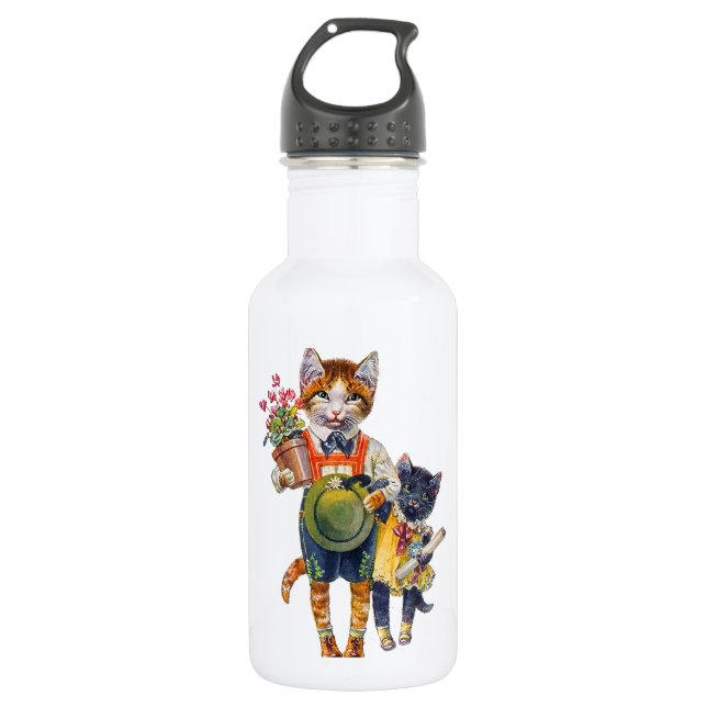 Niedlicher Bruder und Schwester Kittens Delivering Trinkflasche (Vorderseite)