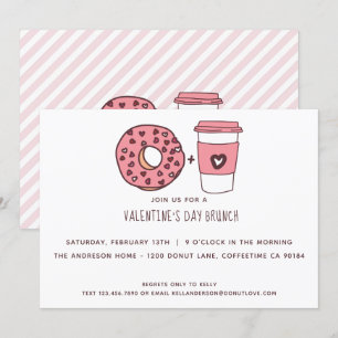 Niedlicher Brunch von Donut & Coffee Valentine Einladung