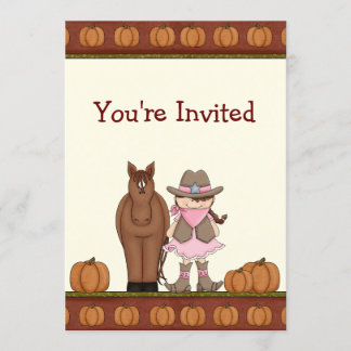 Niedlicher Brünetter Geburtstag von Cowgirl und Pf Einladung