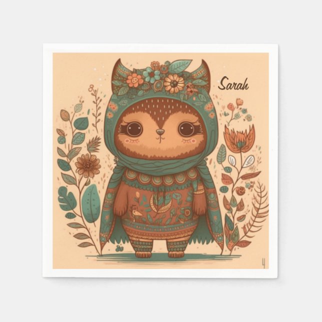 Niedlicher Brunnenkuu Serviette (Vorderseite)