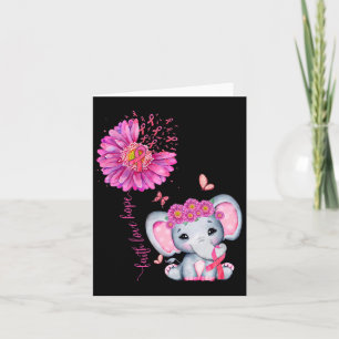 Niedlicher Brustkrebs-Elefant mit Sonnenblumen und Karte