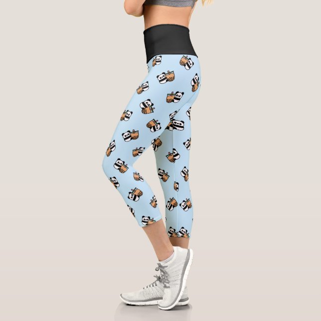 Niedlicher Bubble Tee & Panda Bär Capri Leggings (Links)