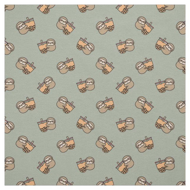 Niedlicher Bubble Tee & Sloth Stoff (Muster)
