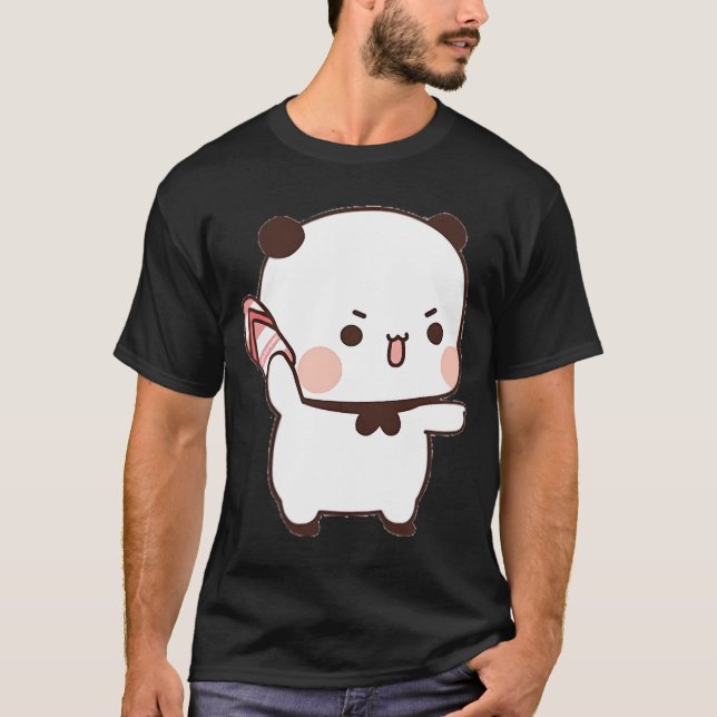Niedlicher Bubu wirft Flip Flops auf Dudu, seit er T-Shirt (Vorderseite)