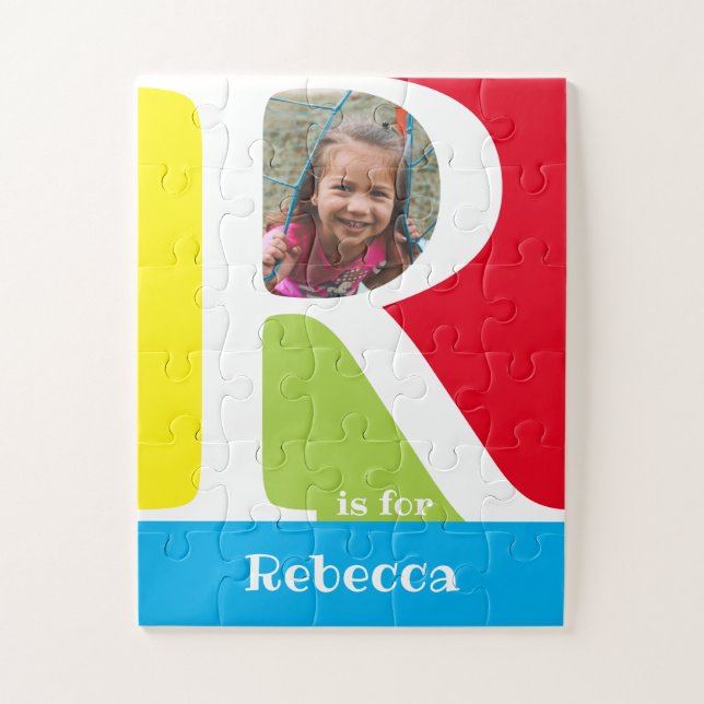 Niedlicher Buchstabe R Kinder Foto und Name (Vertikal)