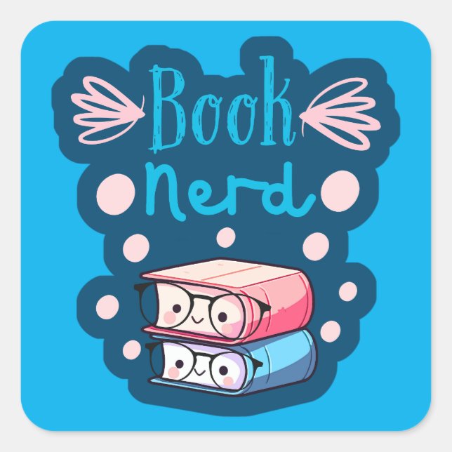 Niedlicher Buchstapler Kawaii Style Quadratischer Aufkleber (Vorderseite)