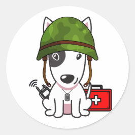 Niedlicher Bull Terrier Dog Wehrhelm Runder Aufkleber