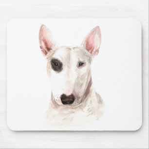 Niedlicher Bull Terrier Welpe Hund Wasserfarbe Mousepad