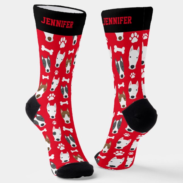 Niedlicher Bull Terrier Welpenmuster Hund Lover Socken (Gewinkelt)