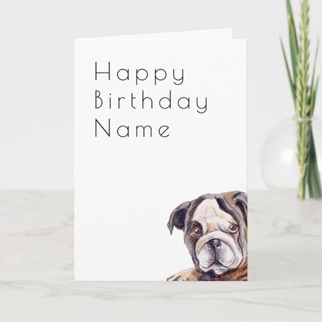 Niedlicher Bulldog Art Deco Geburtstag Karte (Vorderseite)