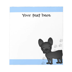 Niedlicher Bulldog-Cartoon Schwarz Notizblock