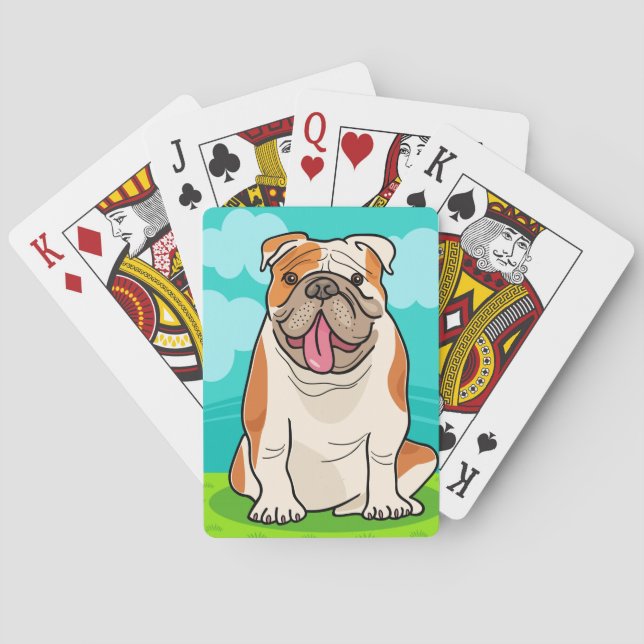 Niedlicher Bulldog-Cartoon Spielkarten (Rückseite)