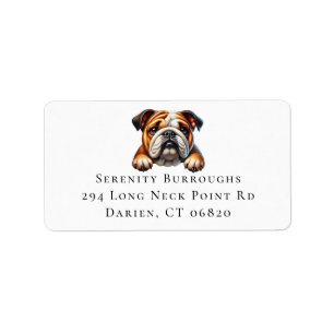 Niedlicher Bulldog Cartoon Welpe Dog Lover Adressaufkleber
