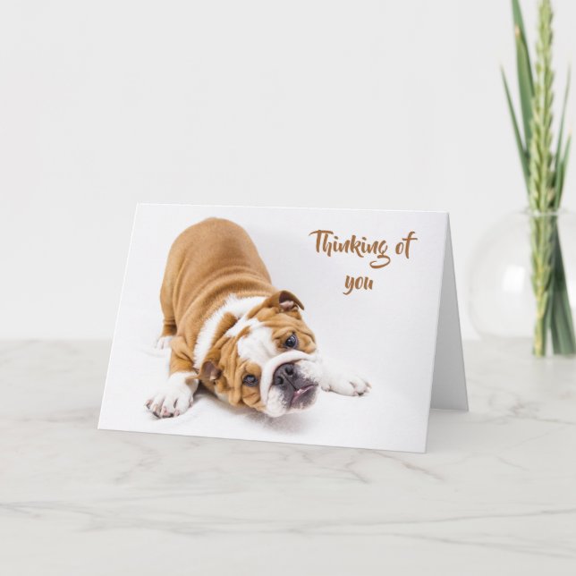 Niedlicher Bulldog, denken Sie an Sie Karte (Vorderseite)