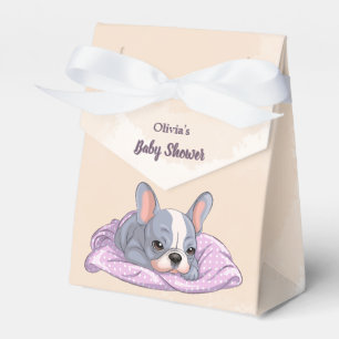 Niedlicher Bulldog Pup Pink Blanket Babydusche Geschenkschachtel