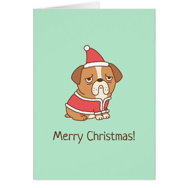 Niedlicher Bulldog Weihnachtsmann frohe Weihnachts (Vorne)