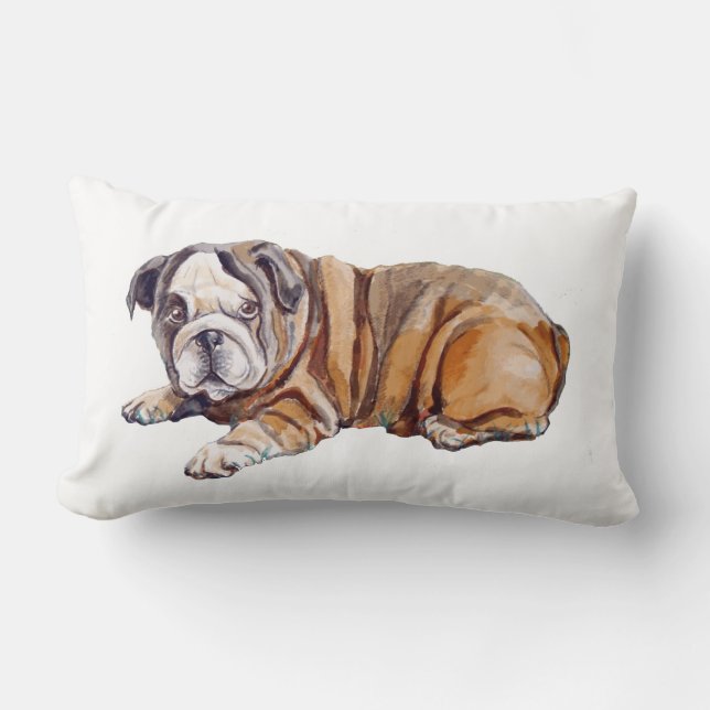 Niedlicher Bulldog Welpe Lendenkissen (Vorderseite)