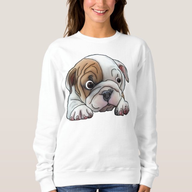 Niedlicher Bulldog Welpe Sweatshirt (Vorderseite)