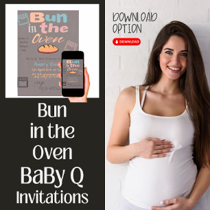 Niedlicher Bun in Oven BaBy Q Dusche Einladung