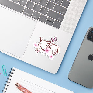 Niedlicher Bunny Butterfly Cherry Blossom Laptop S Aufkleber