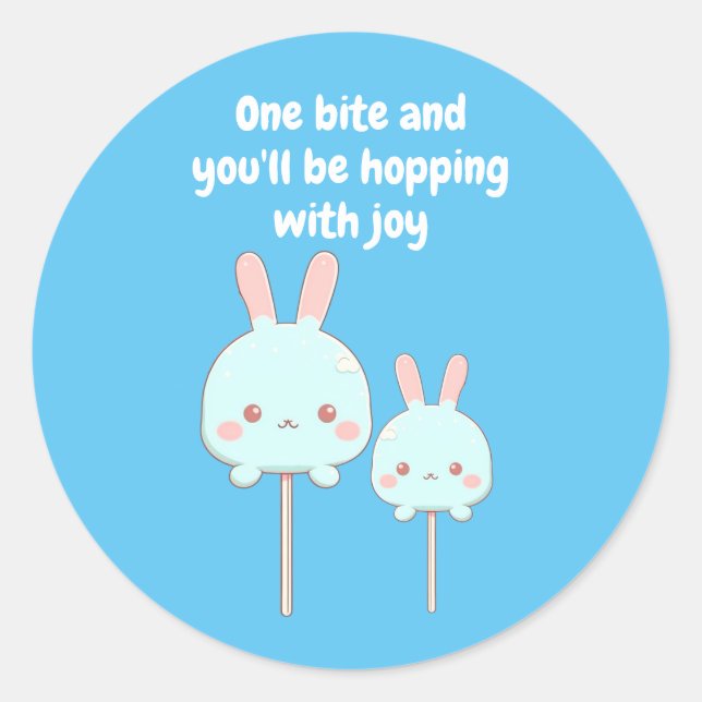 Niedlicher Bunny Cake Pop - Hopping mit Freude Runder Aufkleber (Vorderseite)