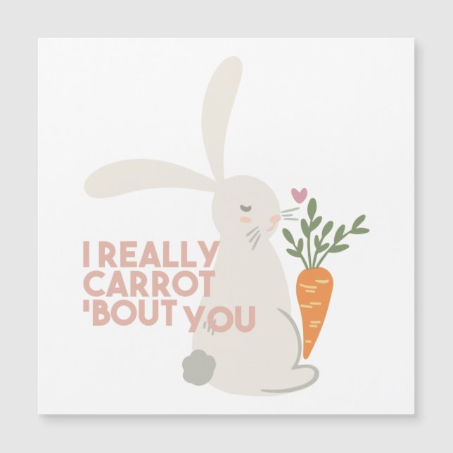 Niedlicher Bunny Carrot Pun - Ich bin wirklich Car Magnetkarte (Vorderseite)