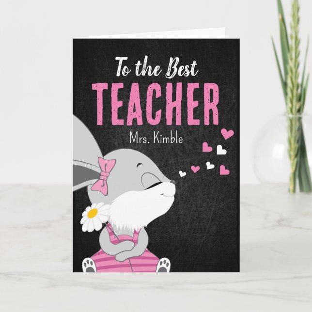 Niedlicher Bunny Dankeschön-Karte für Lehrer - Sch Karte (Vorderseite)