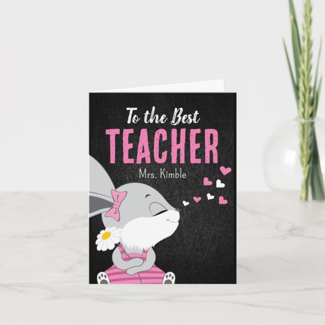 Niedlicher Bunny Dankeschön-Karte für Lehrer - Sch Karte (Vorderseite)