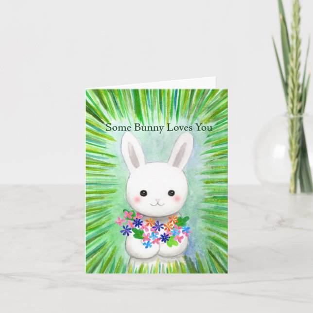 Niedlicher Bunny Einige sonnige Lieben Ihr Sweet V Karte (Vorderseite)