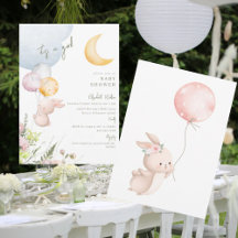 Niedlicher Bunny - Einladung zur Girl Baby Dusche 