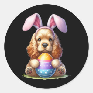 Niedlicher Bunny Er Spaniel Dog Oster Schlei Oster Runder Aufkleber