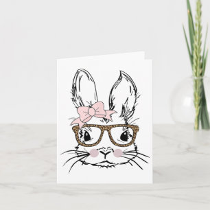 Niedlicher Bunny Face Leopard Druckbrille Osterges Karte