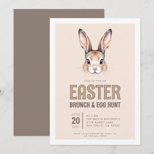 Niedlicher Bunny Face Osterbrunch und Eierjagd Einladung