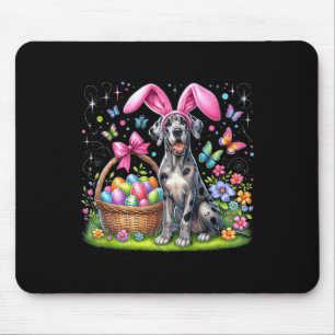 Niedlicher Bunny Great Dane Dog Ostereier Korb Est Mousepad