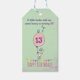 Niedlicher Bunny Holding a Balloon Geburtstag Geschenkanhänger