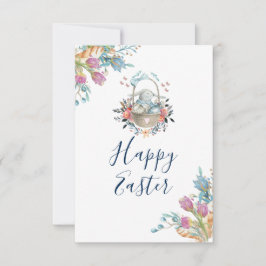 Niedlicher Bunny in Basket & Tulip Florals Frohe O Einladung