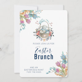 Niedlicher Bunny in Basket & Tulip Florals Osterho Einladung