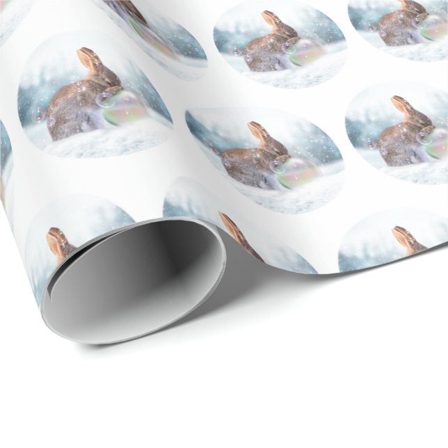 Niedlicher Bunny in Snow Weihnachten Weihnachtsges Geschenkpapier (Rolleneckpunkt)