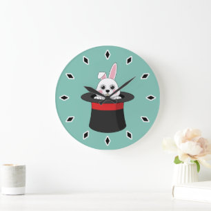 Niedlicher Bunny in Wizard Hat Große Wanduhr