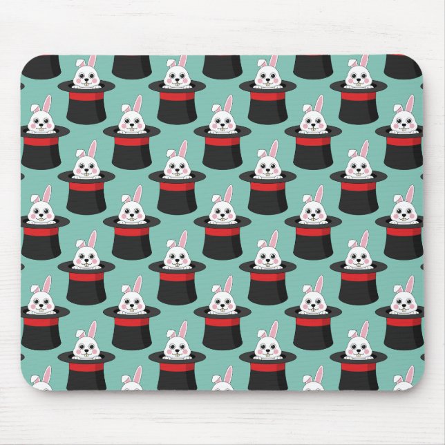 Niedlicher Bunny in Wizard Hat Pattern Mousepad (Vorne)