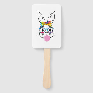 Niedlicher Bunny mit Bandana Herzbrille Bubblegum Fächer