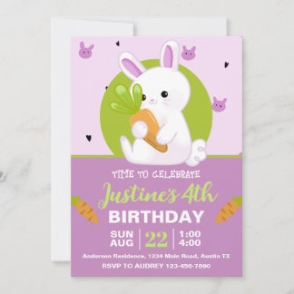 Niedlicher Bunny mit Carrot Geburtstagsparty Einladung
