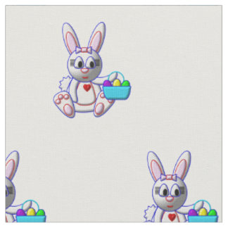 Niedlicher Bunny mit einem Korb Stoff