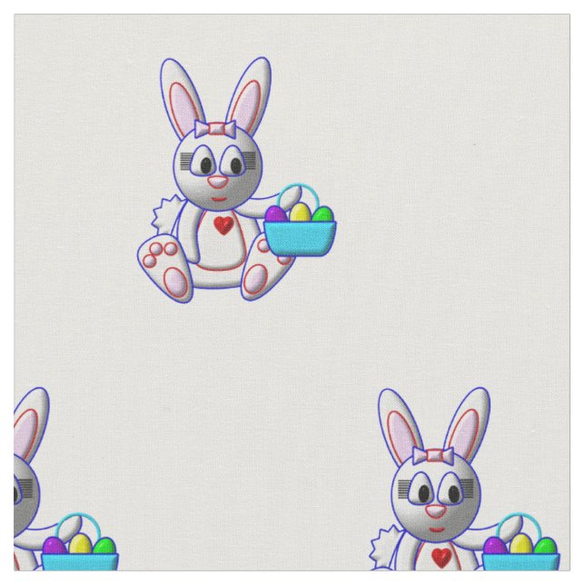 Niedlicher Bunny mit einem Korb Stoff (Nahaufnahme)