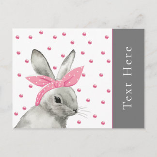 Niedlicher Bunny mit rosa Bow personalisiert Postkarte