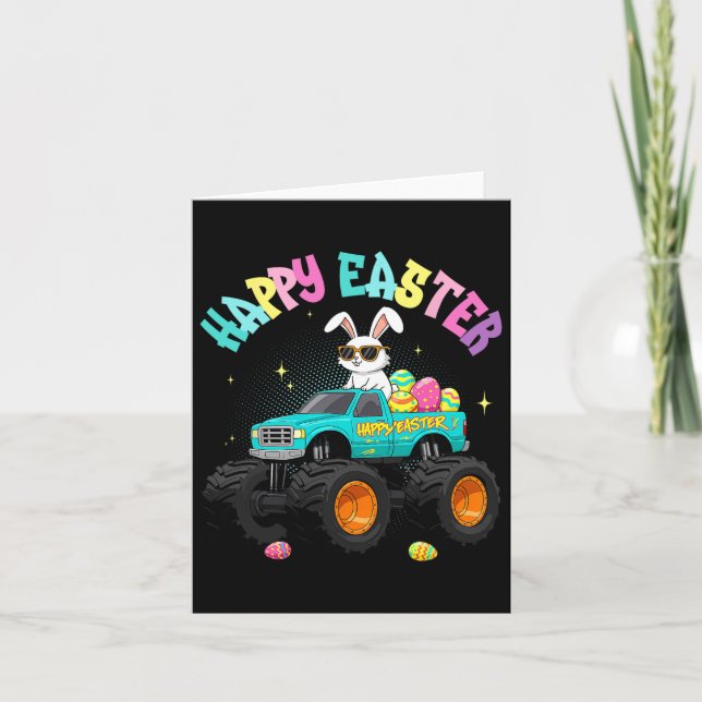 Niedlicher Bunny Monster Truck Happy Osterfest für Karte (Vorderseite)