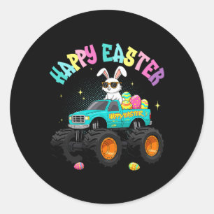 Niedlicher Bunny Monster Truck Happy Osterfest für Runder Aufkleber