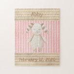 Niedlicher Bunny Pink Girl Keepake Geburtsstunde<br><div class="desc">Niedliches monogramm pinkfarbenes Puzzle-Baby-Hasen-Puzzle zum Rahmen oder Bau mit der ganzen Familie. Mit zunehmendem Alter wird sie das Gebäude des Puzzles genießen, das ihren Namen und das Datum hat, an dem sie geboren war. Ein süßer Saft für einen ganz besonderen Tag.</div>