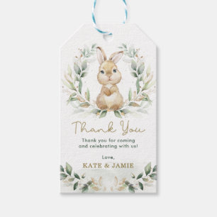 Niedlicher Bunny Rabbit Greenery Gold Eucalyptus W Geschenkanhänger